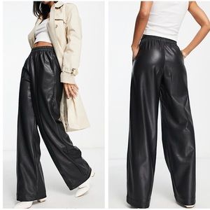 Faux Leather Black Wide Leg Pants TOTALLY OBSESSED WITH YOU L/XL
